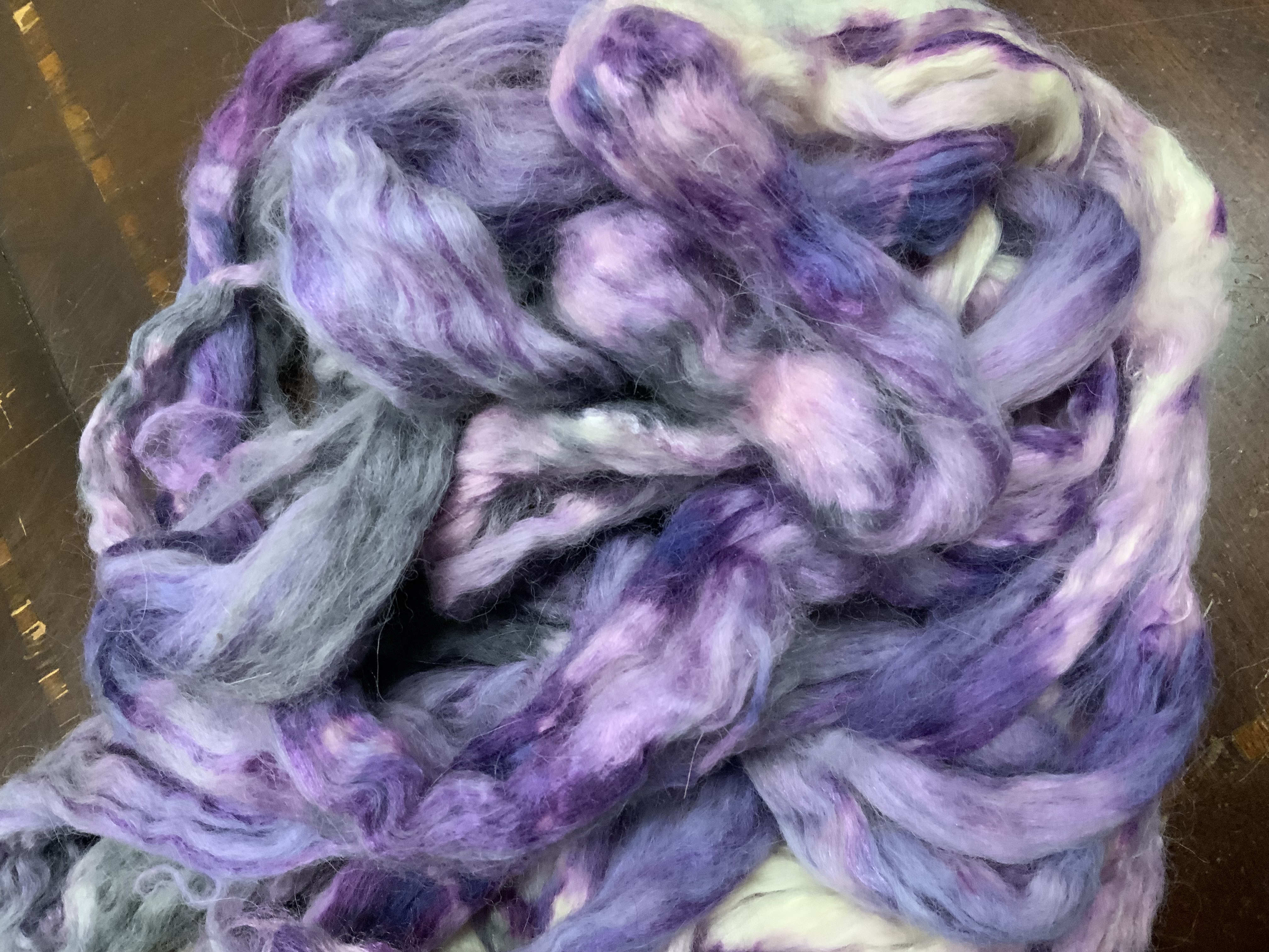 50% Alpaca 50% Tussah Silk Top Dyed by Bewitching Fibers