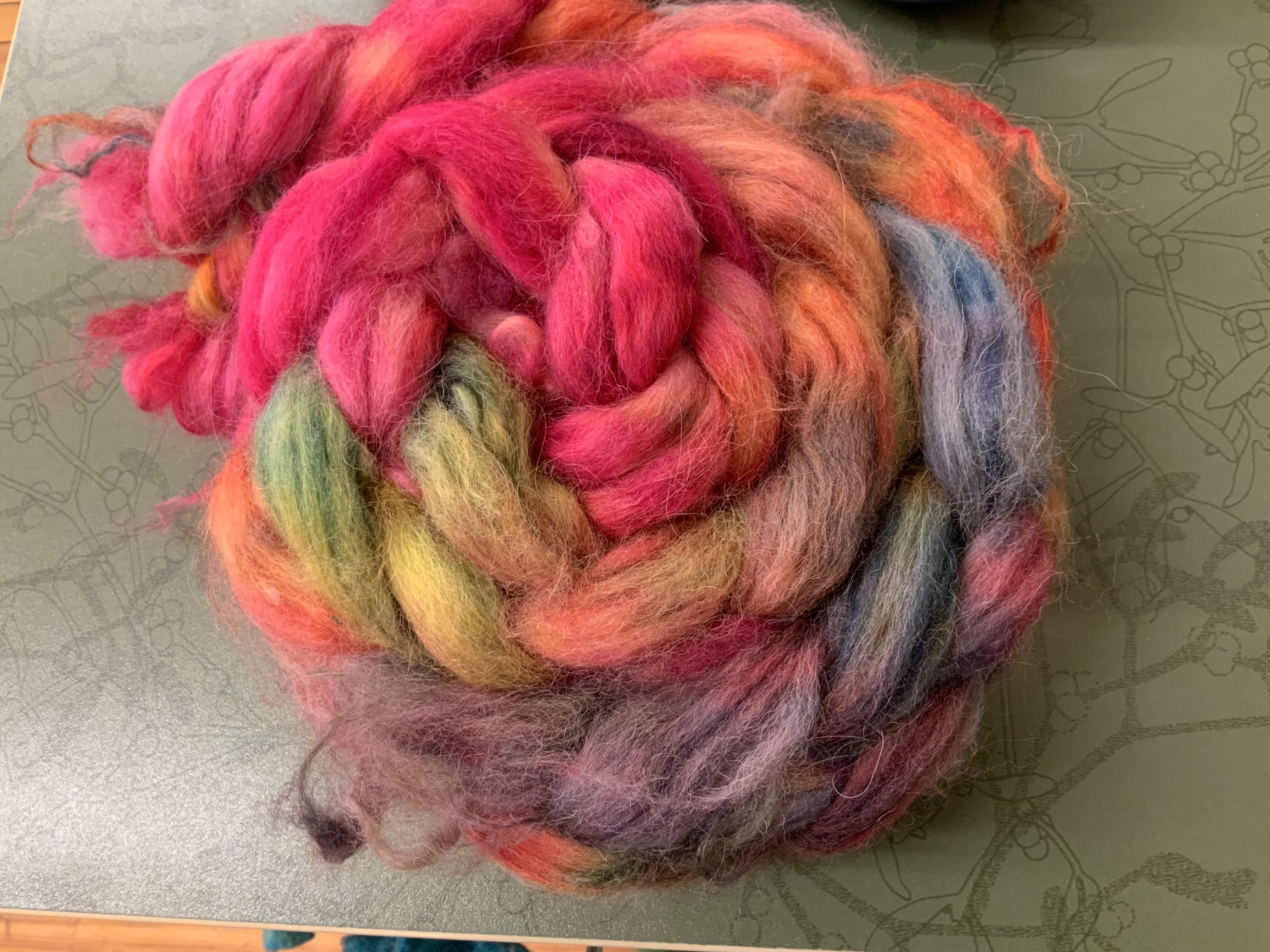50% Alpaca 50% Tussah Silk Top - Hand-Painted by Bewitching Fibers - 115 g (4.0 oz) Love is Love