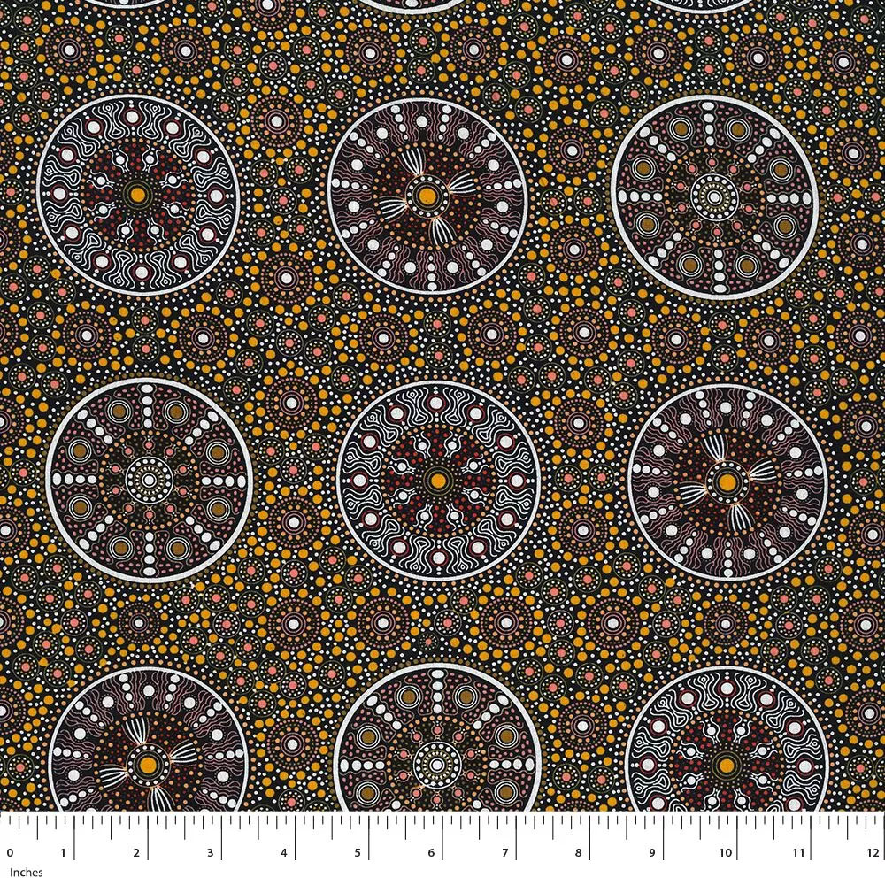 Aboriginal Australian Fabric - 100% Cotton - Wildflowers After Rain Yellow