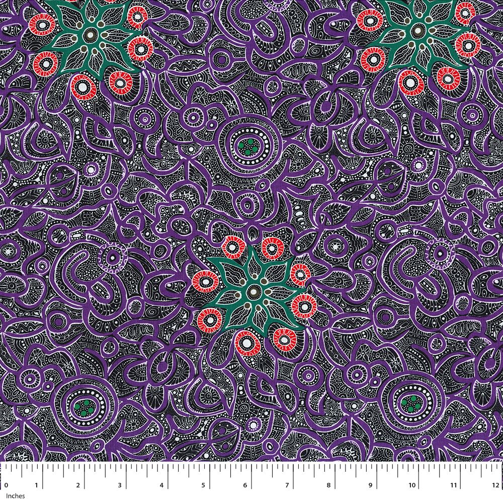 Aboriginal Australian Fabric - 100% Cotton - Yallaroo Purple