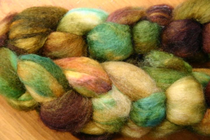 Spunky Eclectic BFL Silk 80/20 Roving - 4 ozs - Feeding the Chickens